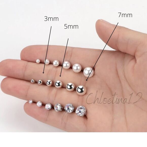 925 Sterling Silver Simple Post Earrings - Picture 1 of 5